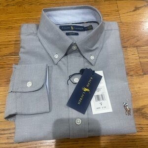 NWT Ralph Lauren Men's Button-Down Dress Shirt in Light Gray Sz M